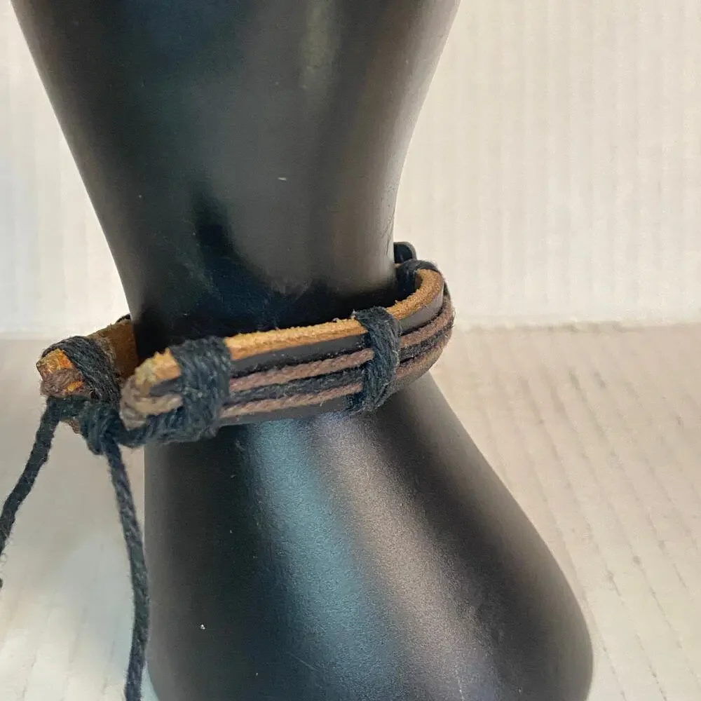 Women's Gemini Zodiac Pull-Tie Brown Faux Leather Adjustable Fashion Bracelet